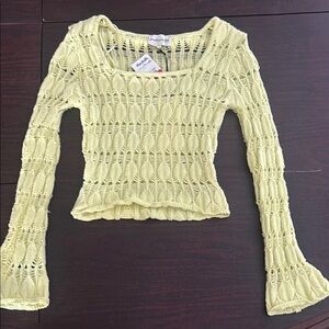 H&M Yellow Cropped Bell Sleeve Blouse